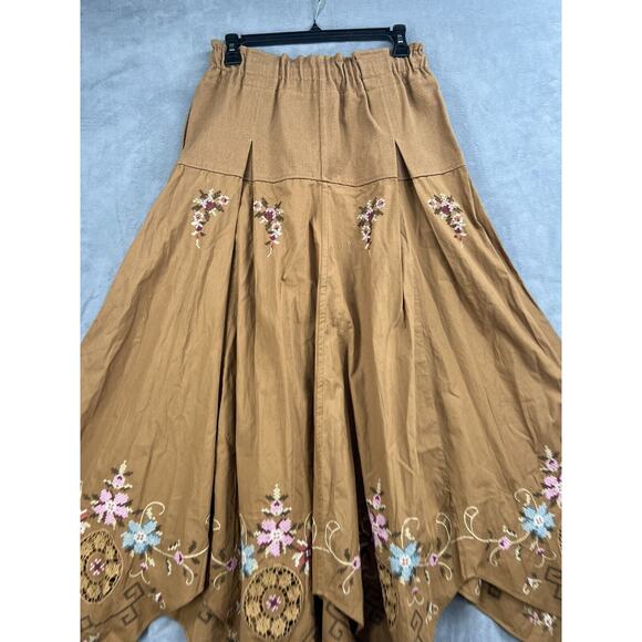 Free People Arielle Maxi Skirt Size XSmall Brown Embroidered Floral - Picture 8 of 14